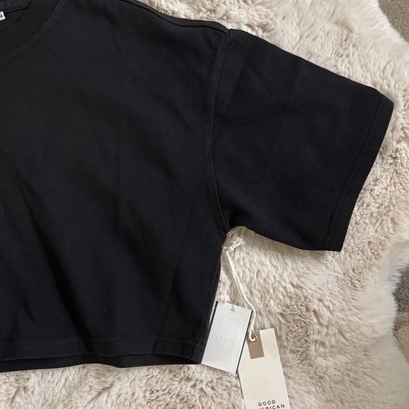 Good American Cropped Boxy Tee in Black Size 00/0 - Picture 4 of 6